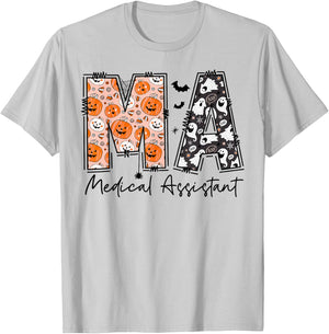 Medical Assistant Halloween Spooky Season MA Halloween Party T-Shirt - T-Shirt | Ash