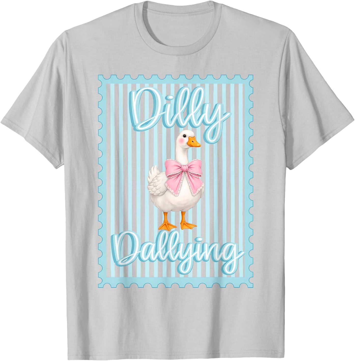 Preppy Dilly Dally Goose Coquette Bow Silly Goose Girls T-Shirt - T-Shirt | Ash