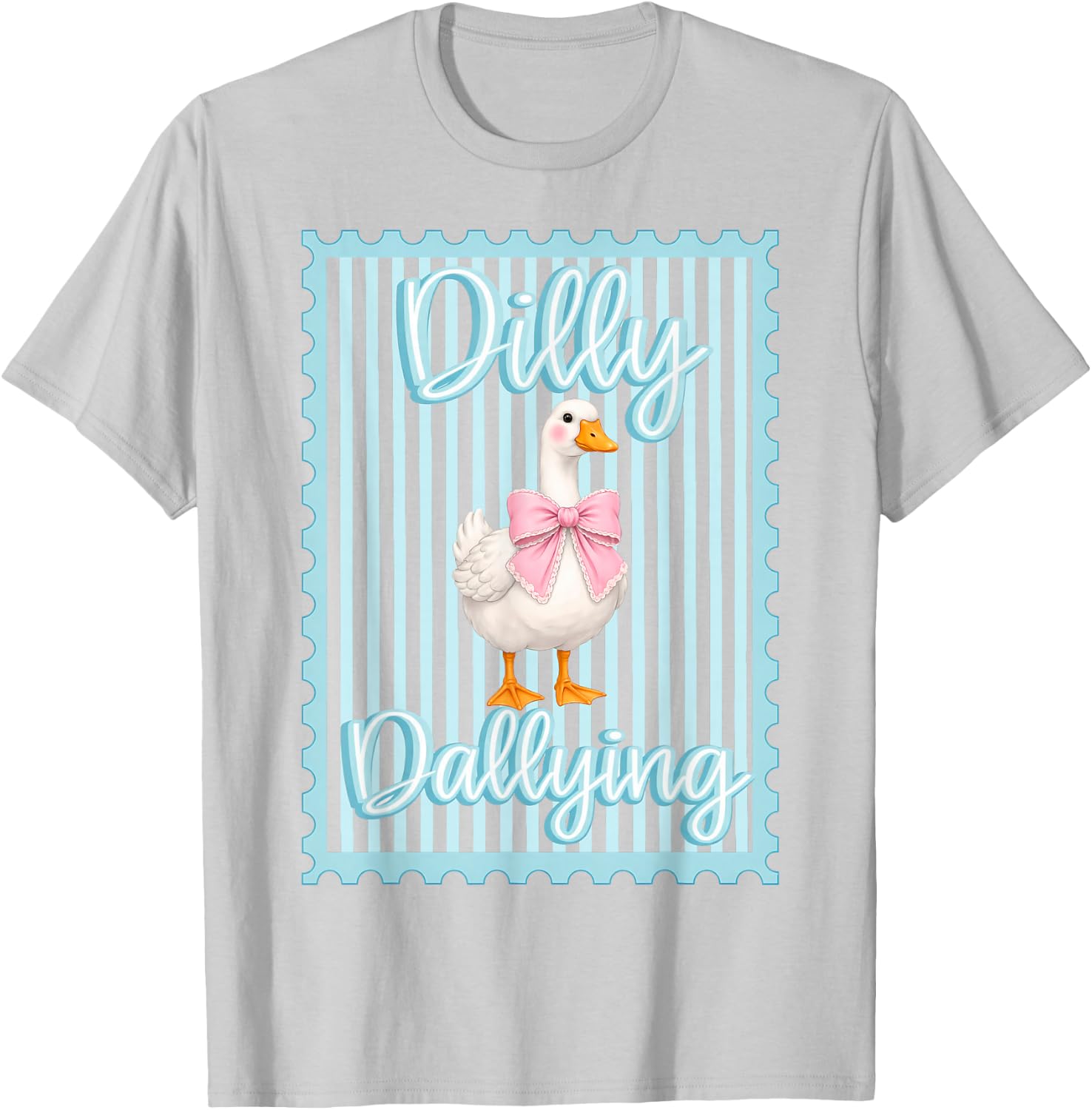 Preppy Dilly Dally Goose Coquette Bow Silly Goose Girls T-Shirt - T-Shirt | Ash