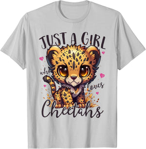 Just A Girl Who Loves Cheetahs Women Cheetah Cat Lover T-Shirt - T-Shirt | Ash