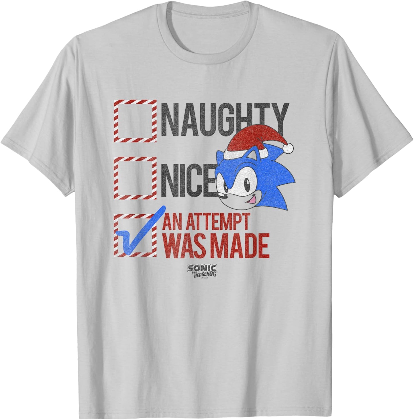 Sonic The Hedgehog Christmas Santa List An Attempt Was Made T-Shirt - T-Shirt | Ash