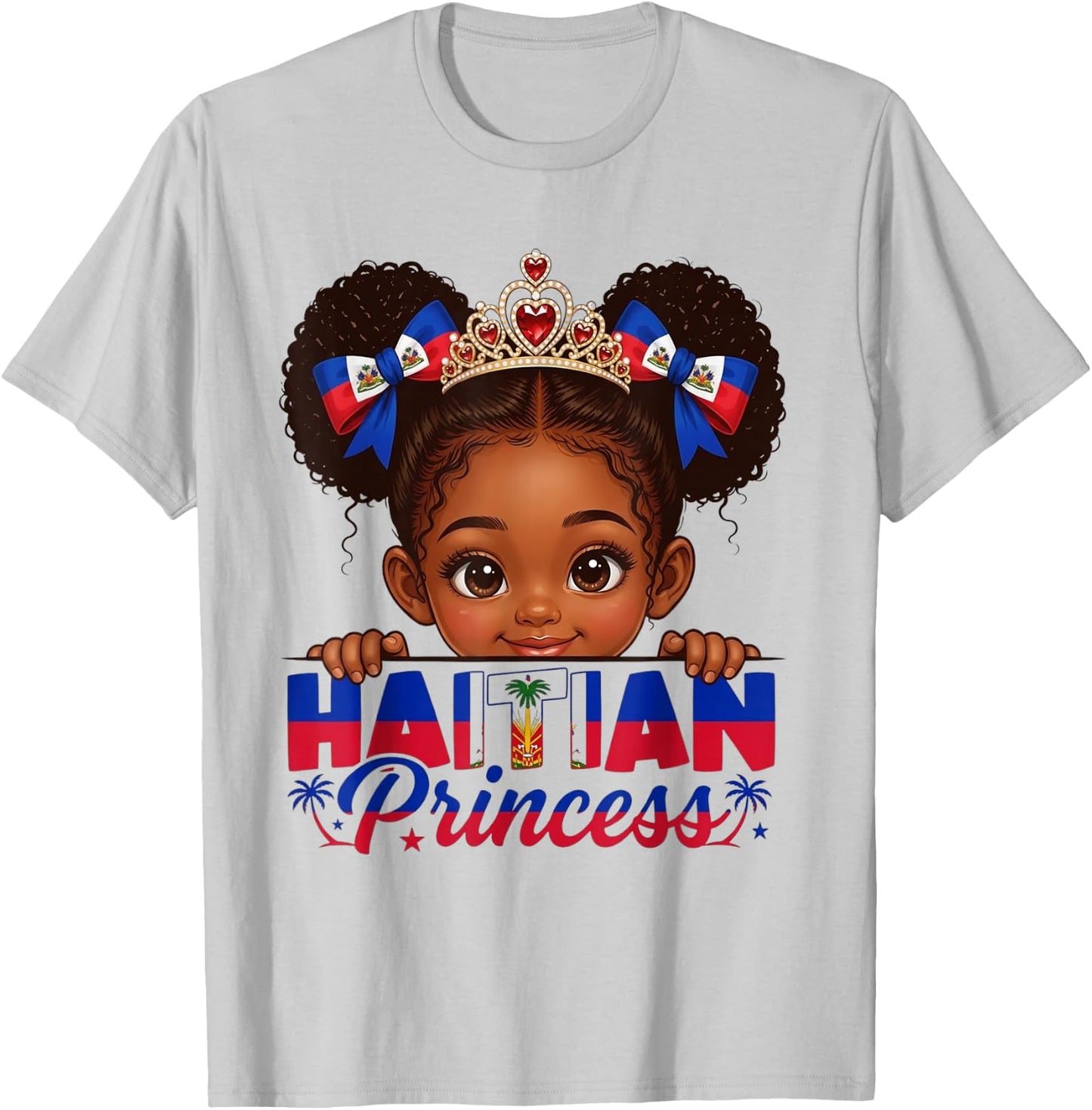 Haitian Princess Haiti Flag Day Melanin Girls Kids Toddlers T-Shirt - T-Shirt | Ash