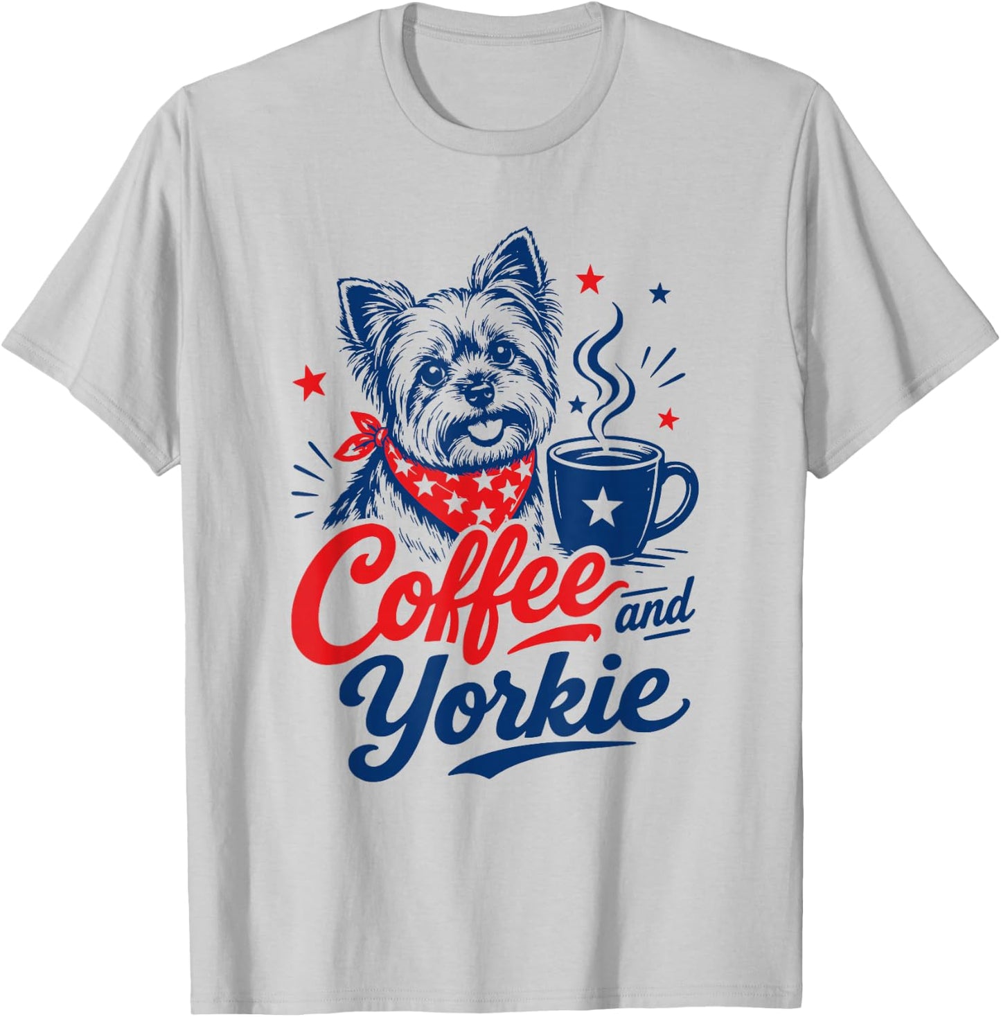 Yorkie Owner Mom Dad Pet Lover Men Women Coffee and Yorkie T-Shirt - T-Shirt | Ash