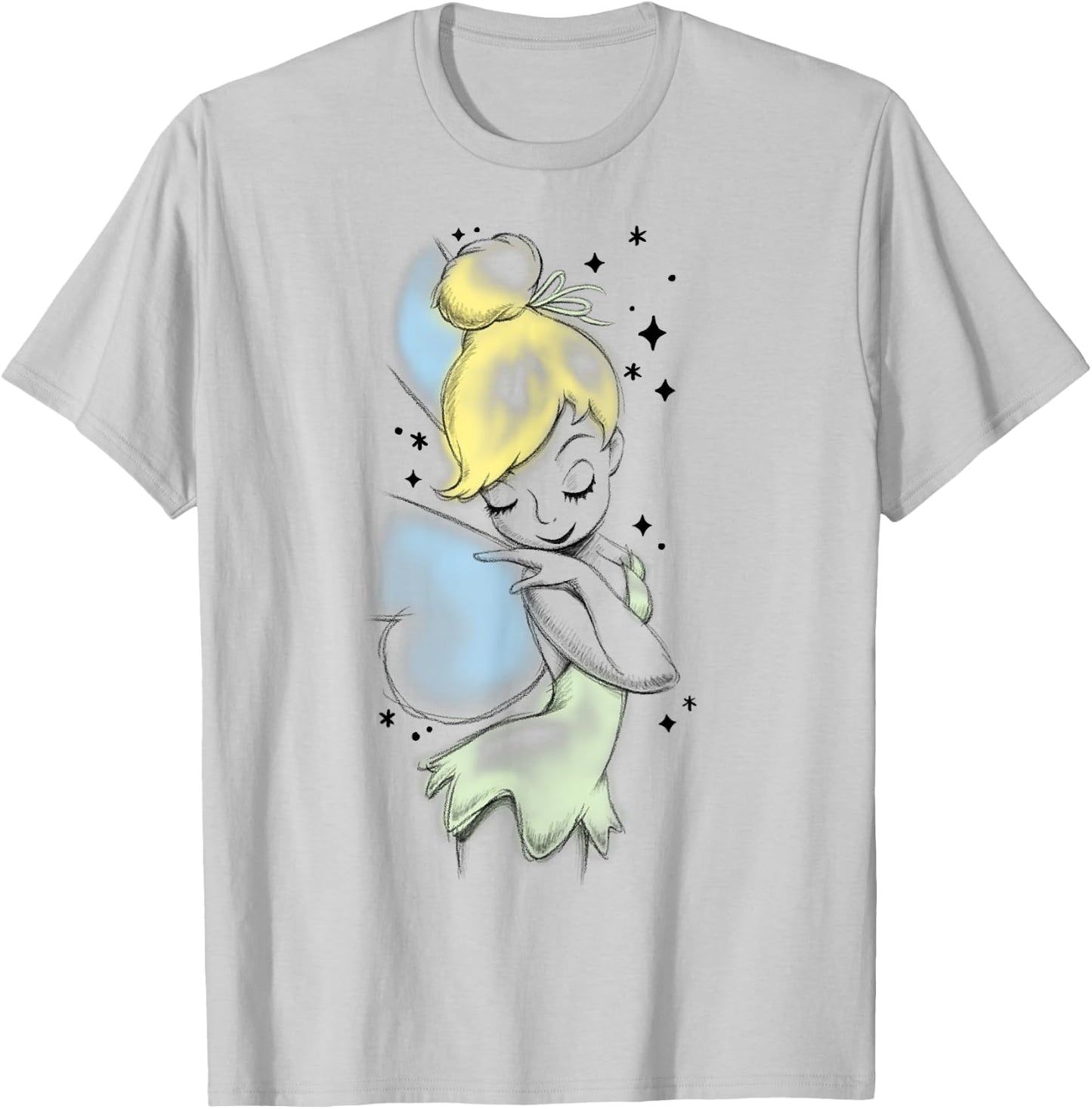 Disney Peter Pan Tinkerbell Airbrush Style Sketch T-Shirt - T-Shirt | Ash