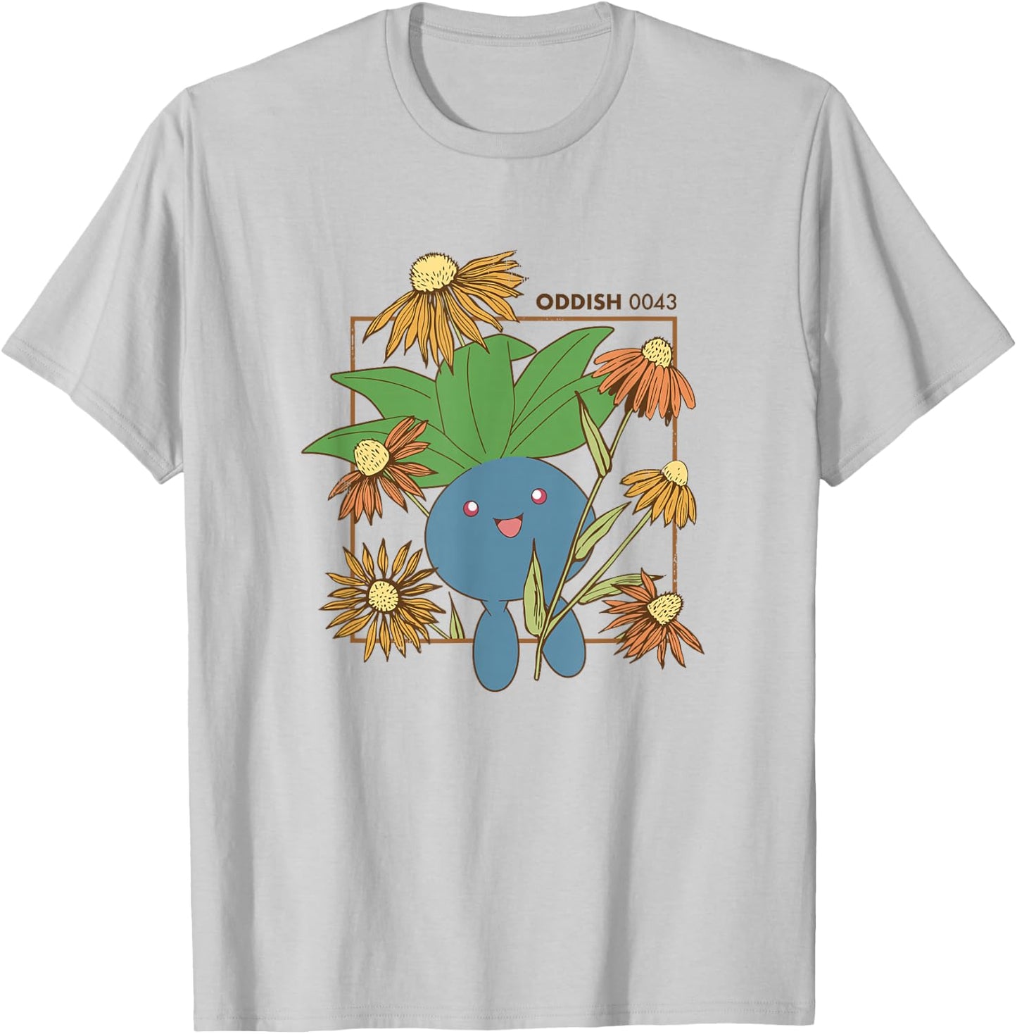 Pokémon Oddish 0043 Happy Jumping Floral Portrait T-Shirt - T-Shirt | Ash