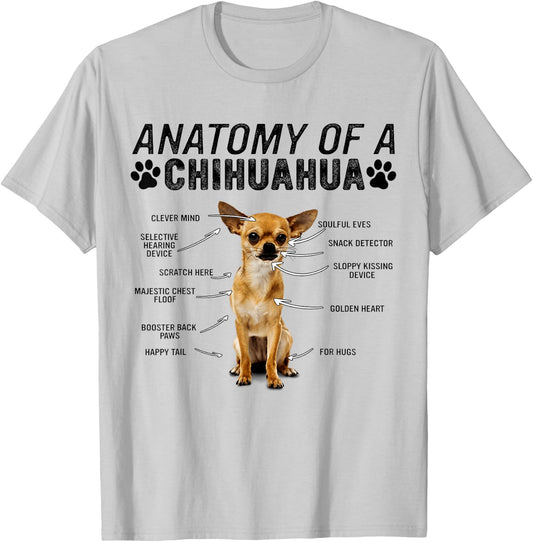 Anatomy of a Chihuahua Dog Funny Chihuahua T-Shirt - T-Shirt | Ash
