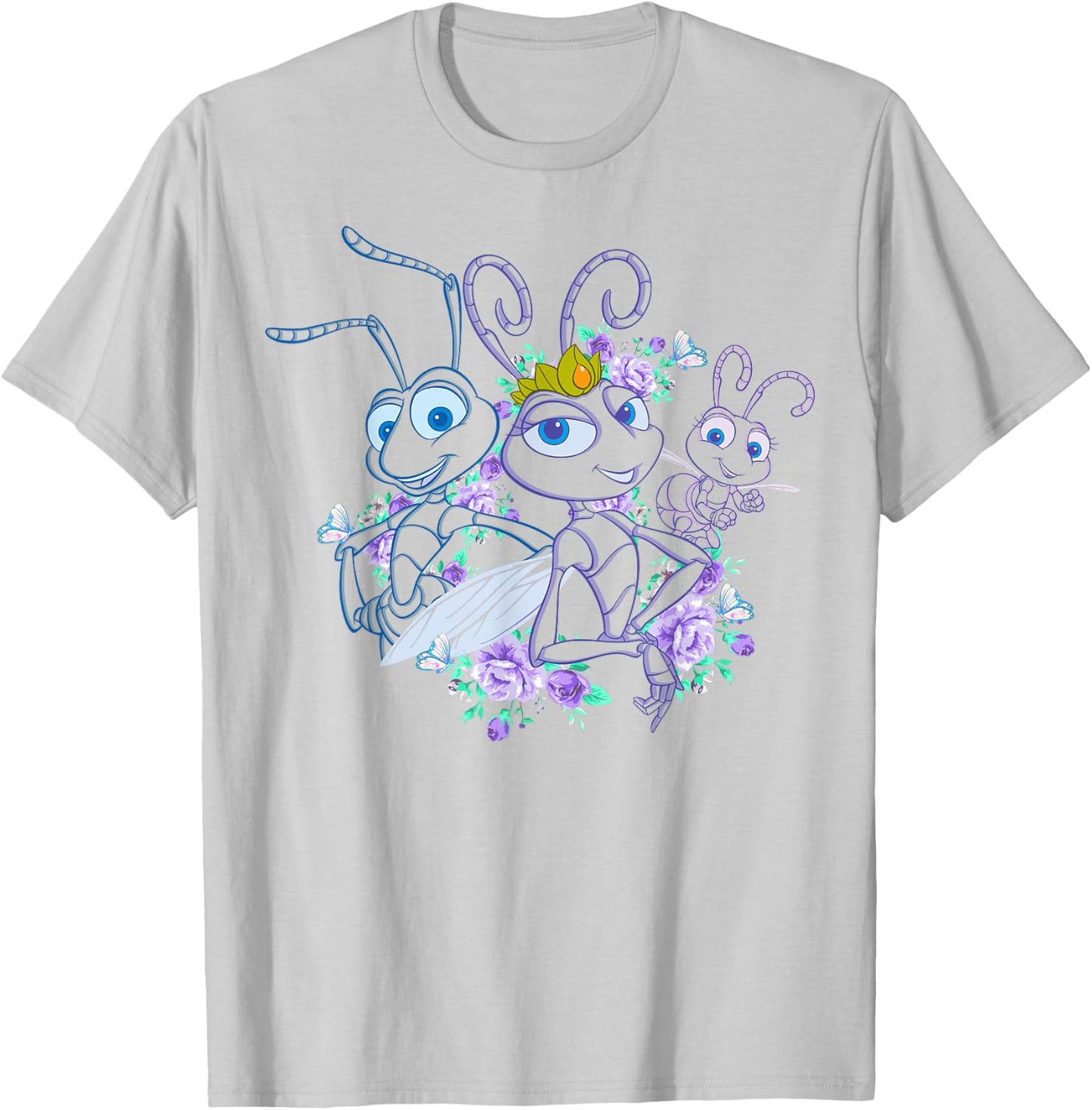 Disney Pixar A Bug's Life Queen Ant Trio Floral Graphic T-Shirt - T-Shirt | Ash