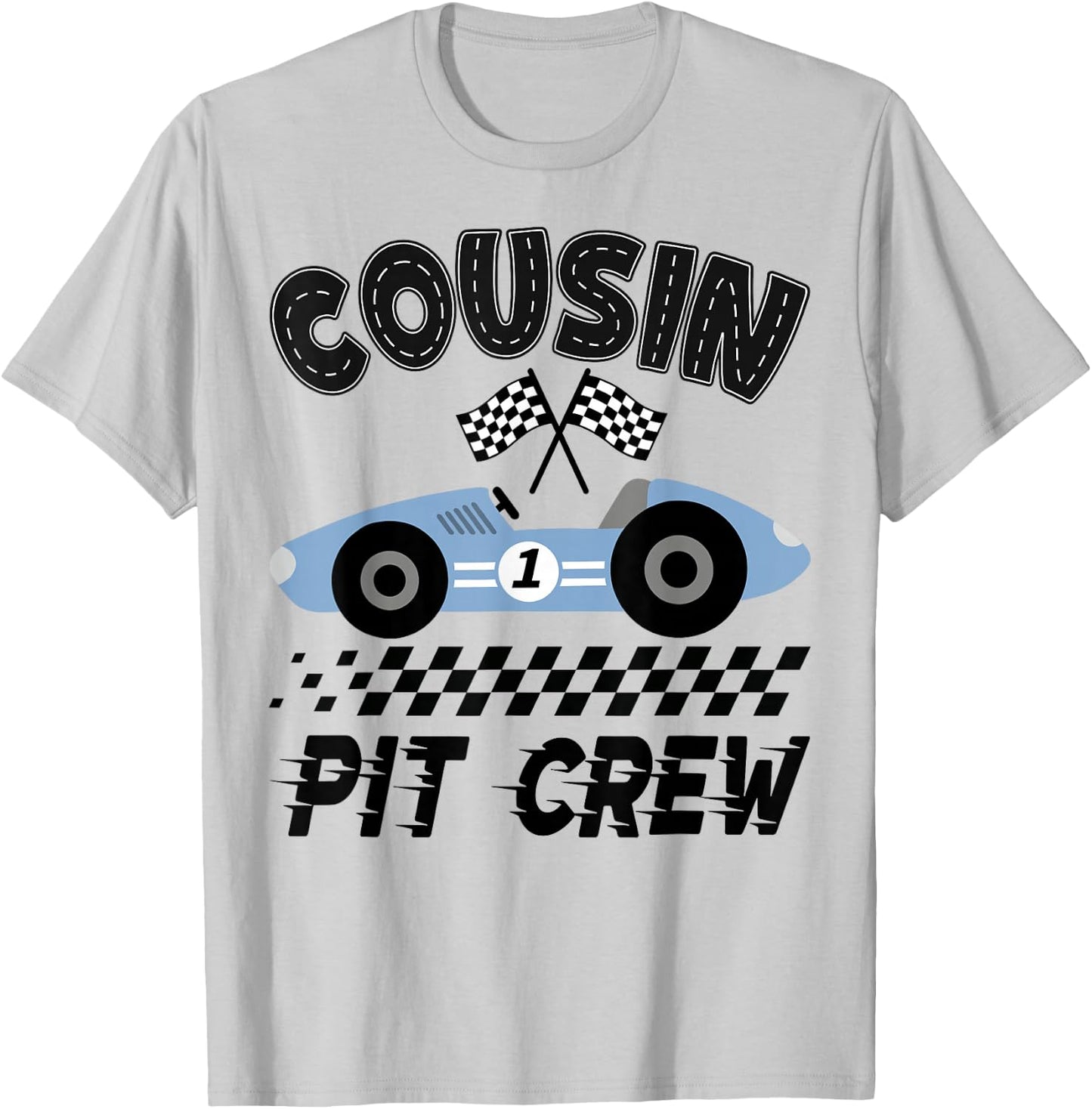 Cousin Pit Crew Race Car Birthday Boy Racing Family T-Shirt - T-Shirt | Ash