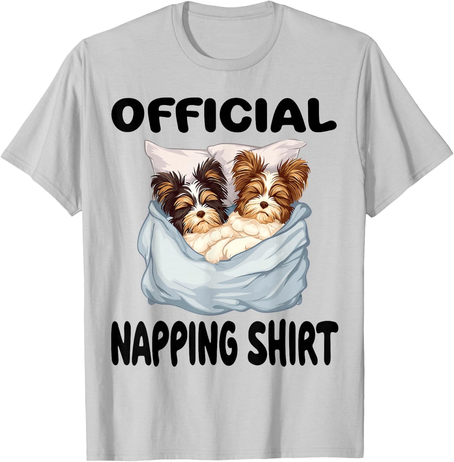 Biewer Terrier Dog Official Napping shirt Pajamas Nightgown T-Shirt - T-Shirt | Ash