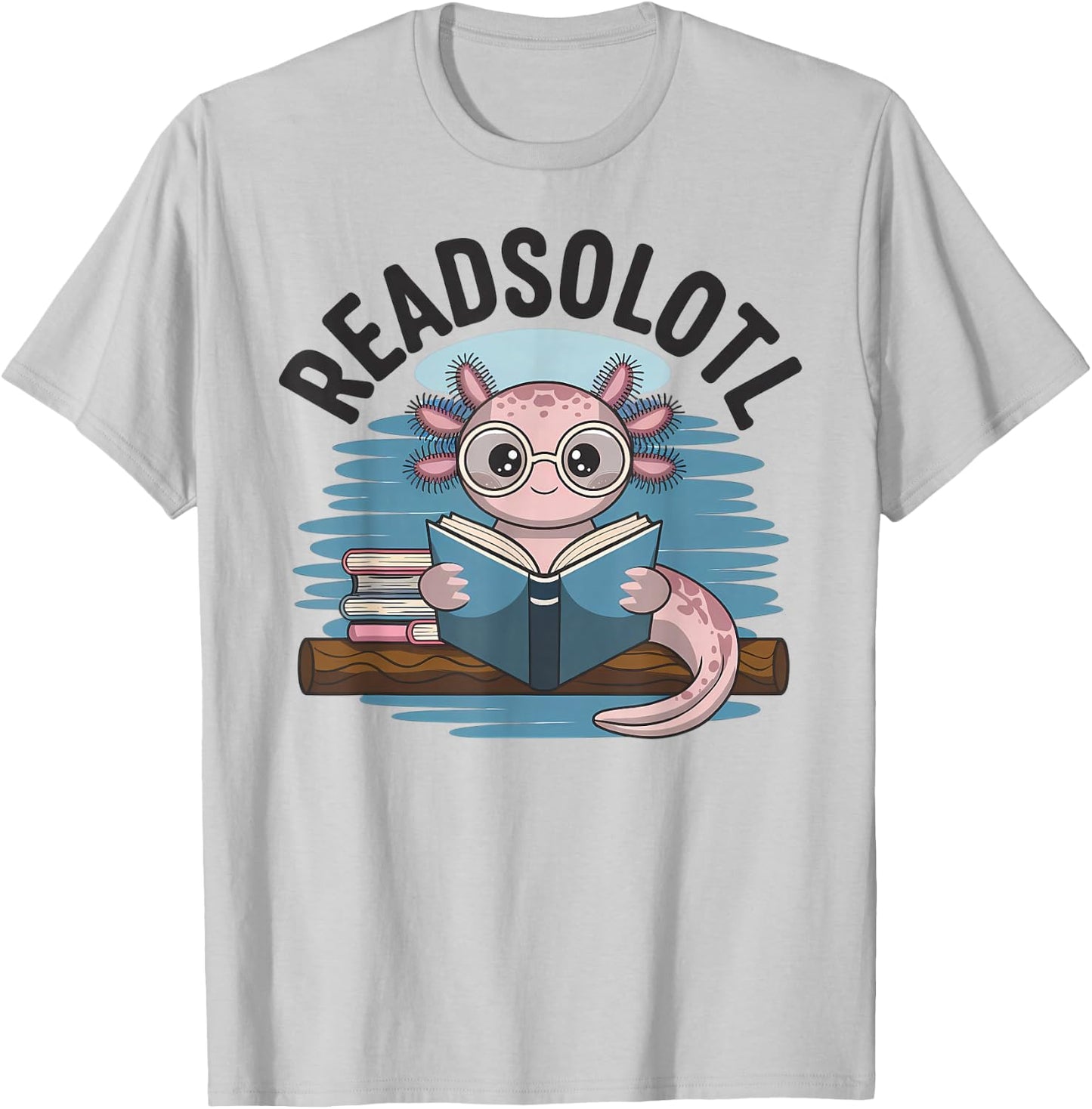 Readsolotl Funny Book Lover Reading Axolotl Kids Reader T-Shirt - T-Shirt | Ash