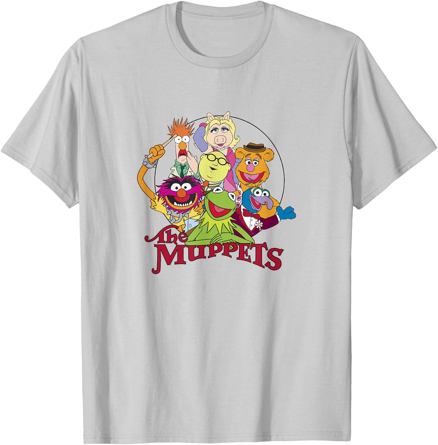 Disney The Muppets Classic Characters Circle Group Shot Logo T-Shirt - T-Shirt | Ash