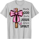 Blessed by God Loved by Jesus Pink Coquette Bow and Cross T-Shirt - T-Shirt | Ash