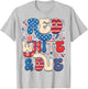Red White And Due Retro Cute 4th Of July Pregnancy Patriotic T-Shirt - T-Shirt | Ash