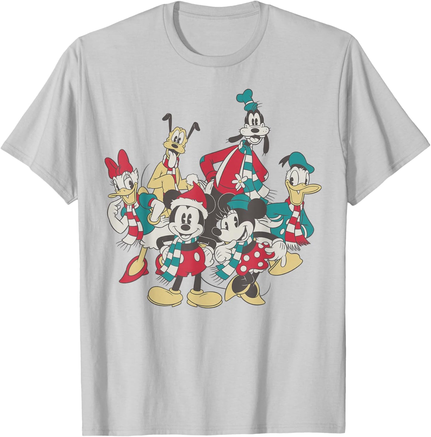 Disney Mickey and Friends Christmas Vintage Group Shot T-Shirt - T-Shirt | Ash