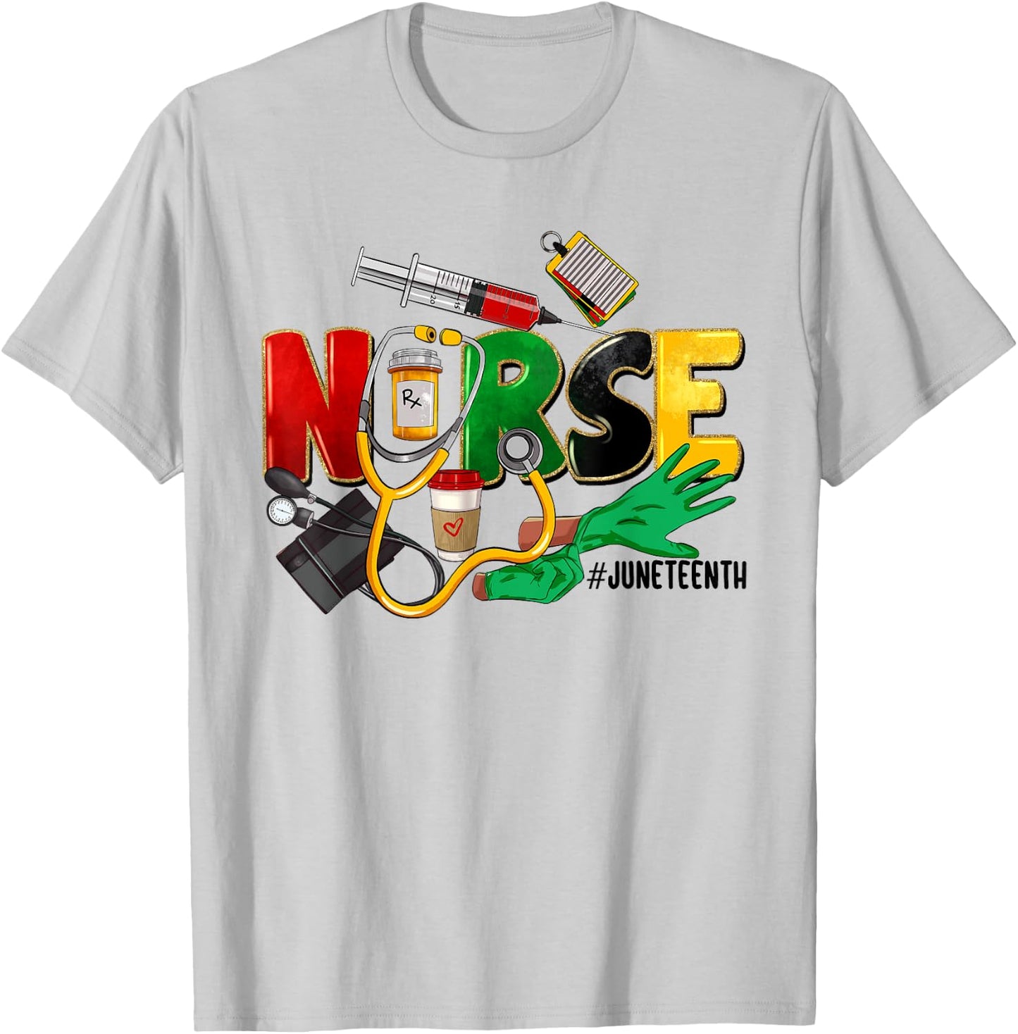 Juneteenth Nurse Black Women Black History Month Nursing T-Shirt - T-Shirt | Ash