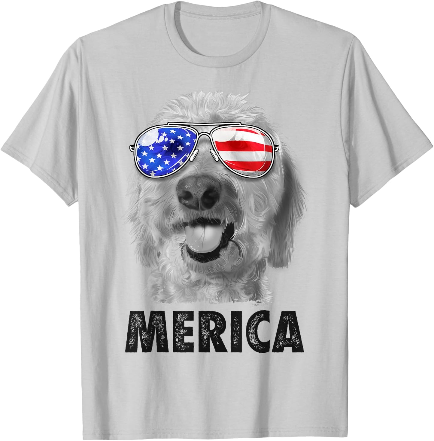 Goldendoodle Doodle 4th of July Merica Men USA American Flag T-Shirt - T-Shirt | Ash