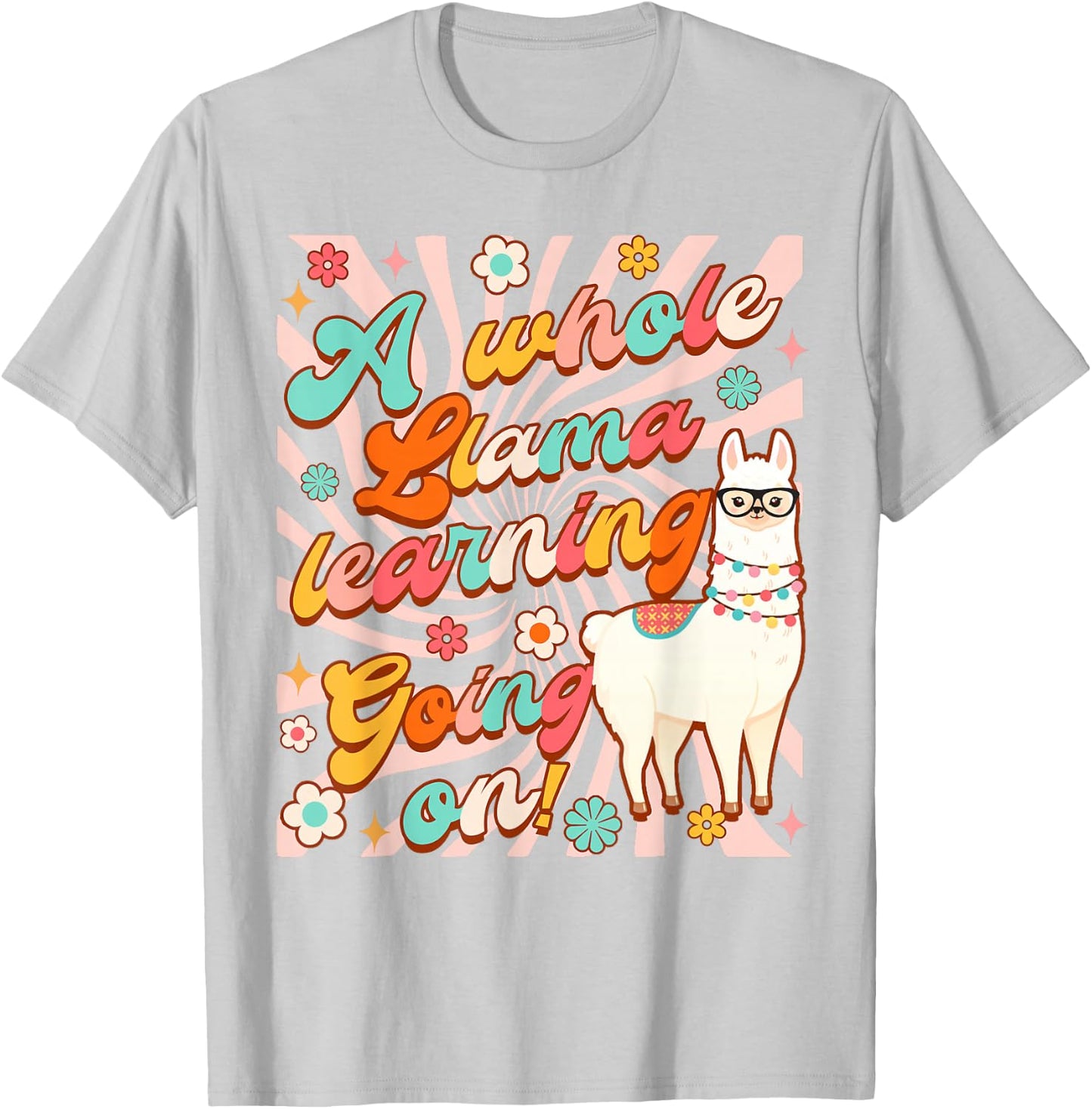 Llama Alpaca Teacher Teaching Whole Llama Learning Going On T-Shirt - T-Shirt | Ash