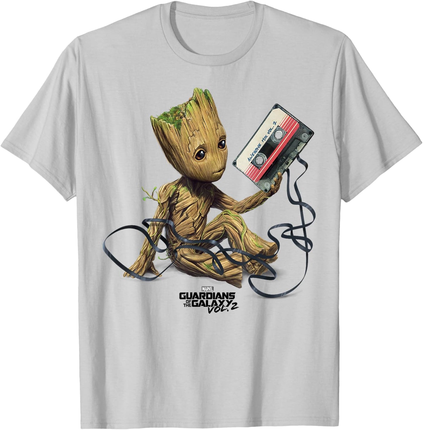 Marvel Guardians of The Galaxy Vol. 2 Groot Tape Portrait T-Shirt - T-Shirt | Ash