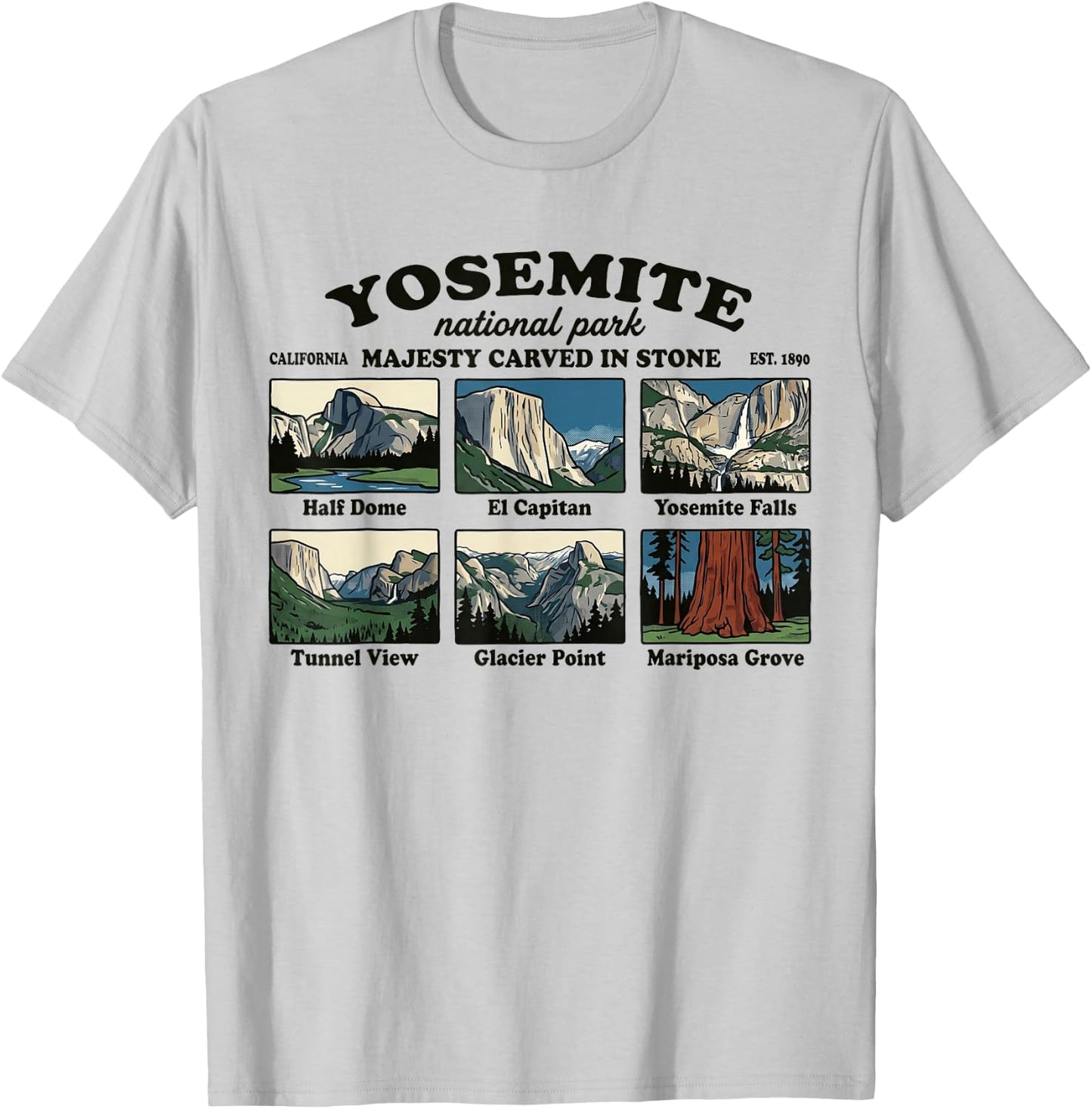 Vintage Yosemite National Park Est 1890 California Souvenir T-Shirt - T-Shirt | Ash