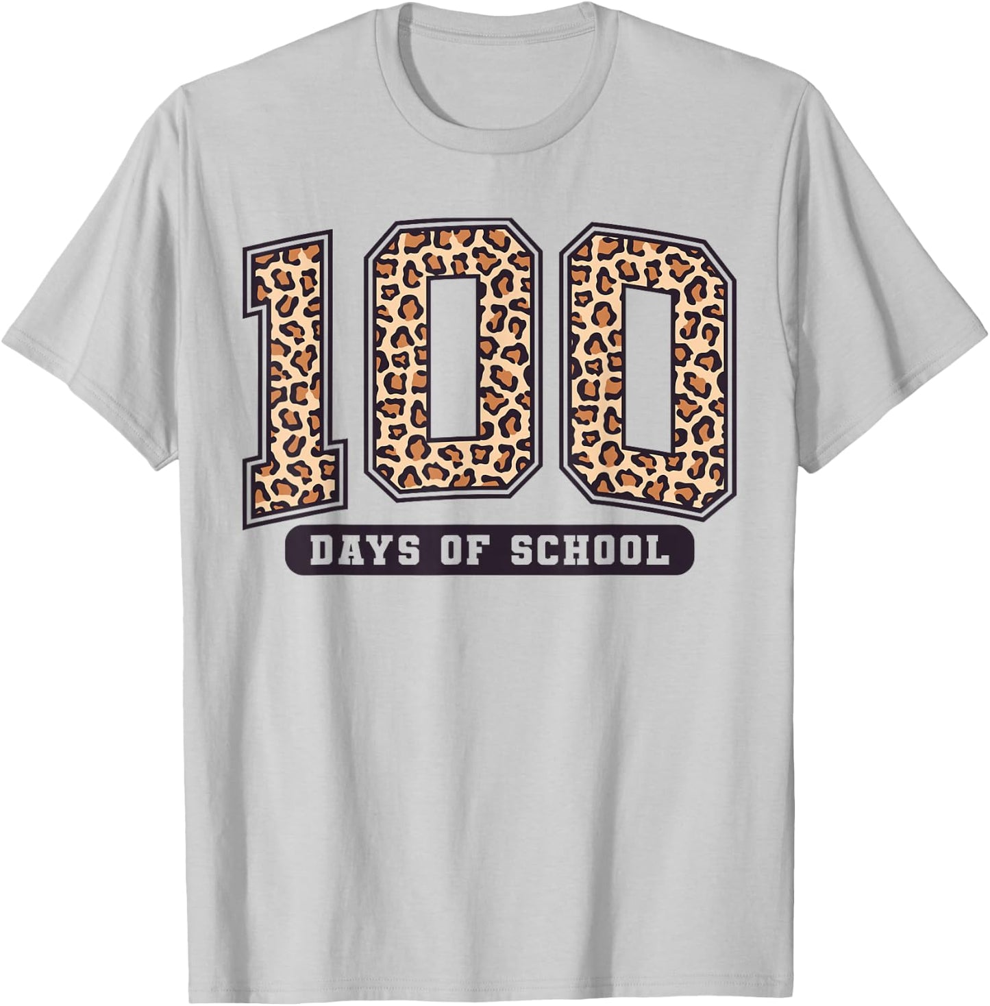 100 Days of School Leopard Teacher Women Girl 100th Day T-Shirt - T-Shirt | Ash