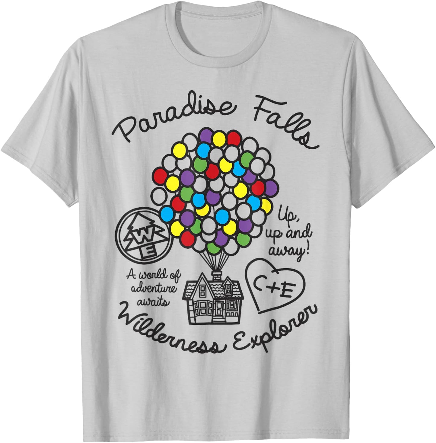 Disney Pixar Up Paradise Falls Wilderness Explorer Balloons T-Shirt - T-Shirt | Ash