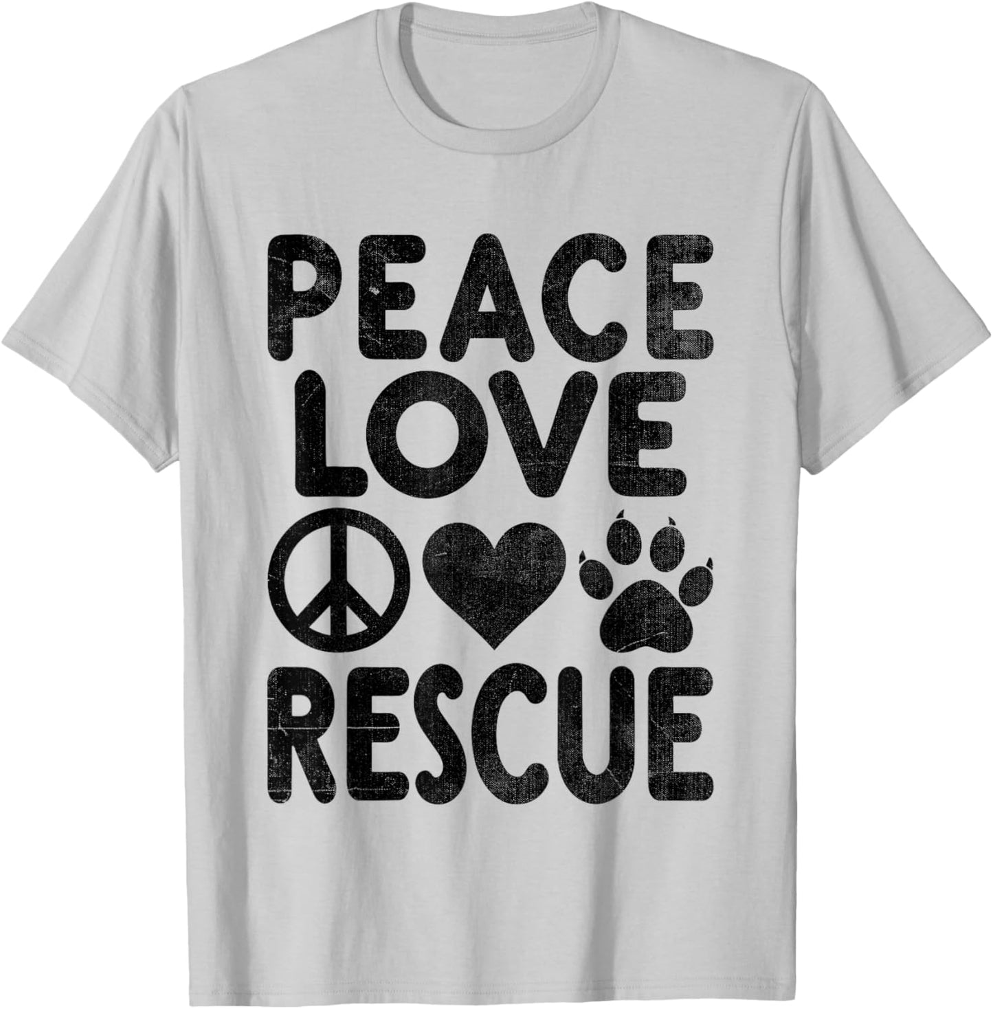 Peace Love Rescue Dog Cat Adoption Dogs Cats T-Shirt - T-Shirt | Ash