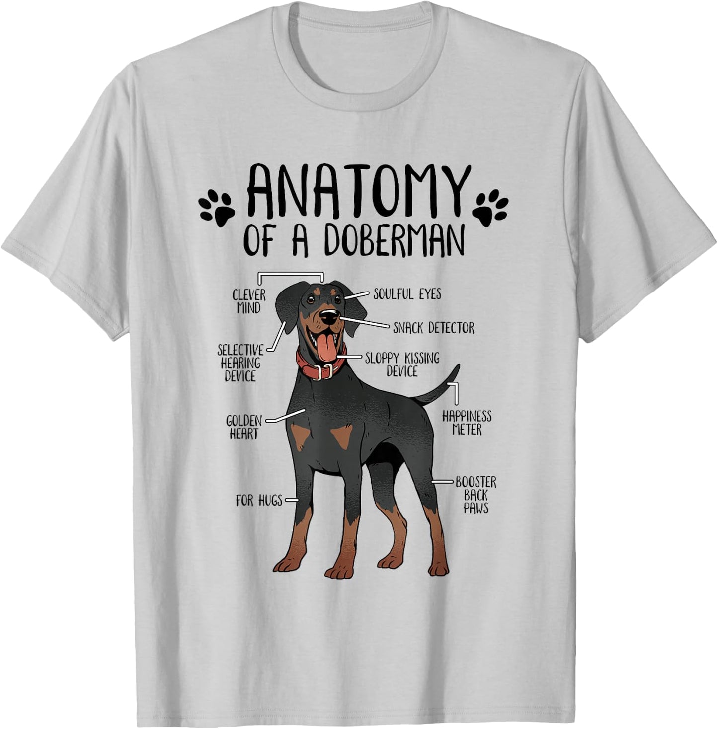Dobermann Anatomy Dog Pinscher Funny Dog Holder , gray T-Shirt - T-Shirt | Ash
