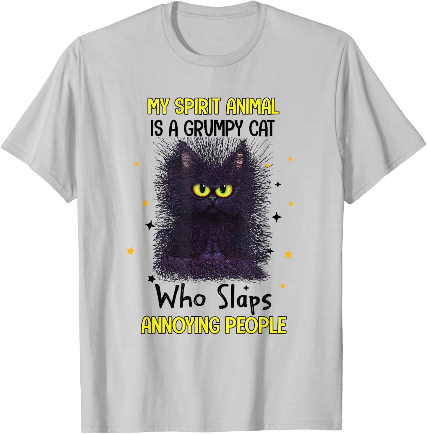 Vintage My Spirit Animal Is A Grumpy Funny Cat Men Women T-Shirt - T-Shirt | Ash