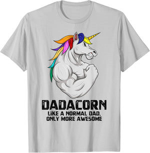 Dadacorn Muscle Dad Unicorn Fathers Day Funny Gift T-Shirt - T-Shirt | Ash