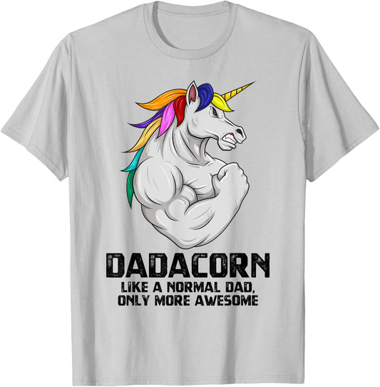 Dadacorn Muscle Dad Unicorn Fathers Day Funny Gift T-Shirt - T-Shirt | Ash