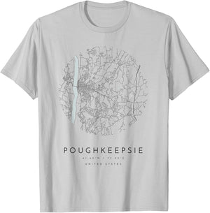 Poughkeepsie New York NY Coordinates map hometown T-Shirt - T-Shirt | Ash