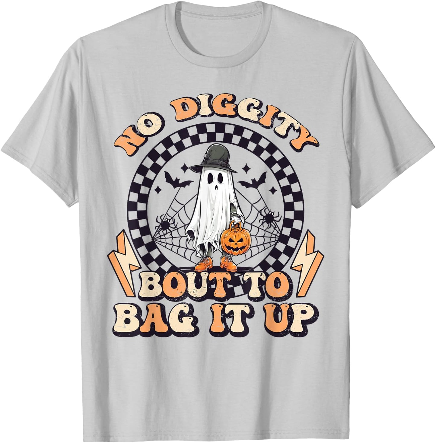 No Diggity Bout To Bag It Up Ghost Halloween T-Shirt - T-Shirt | Ash