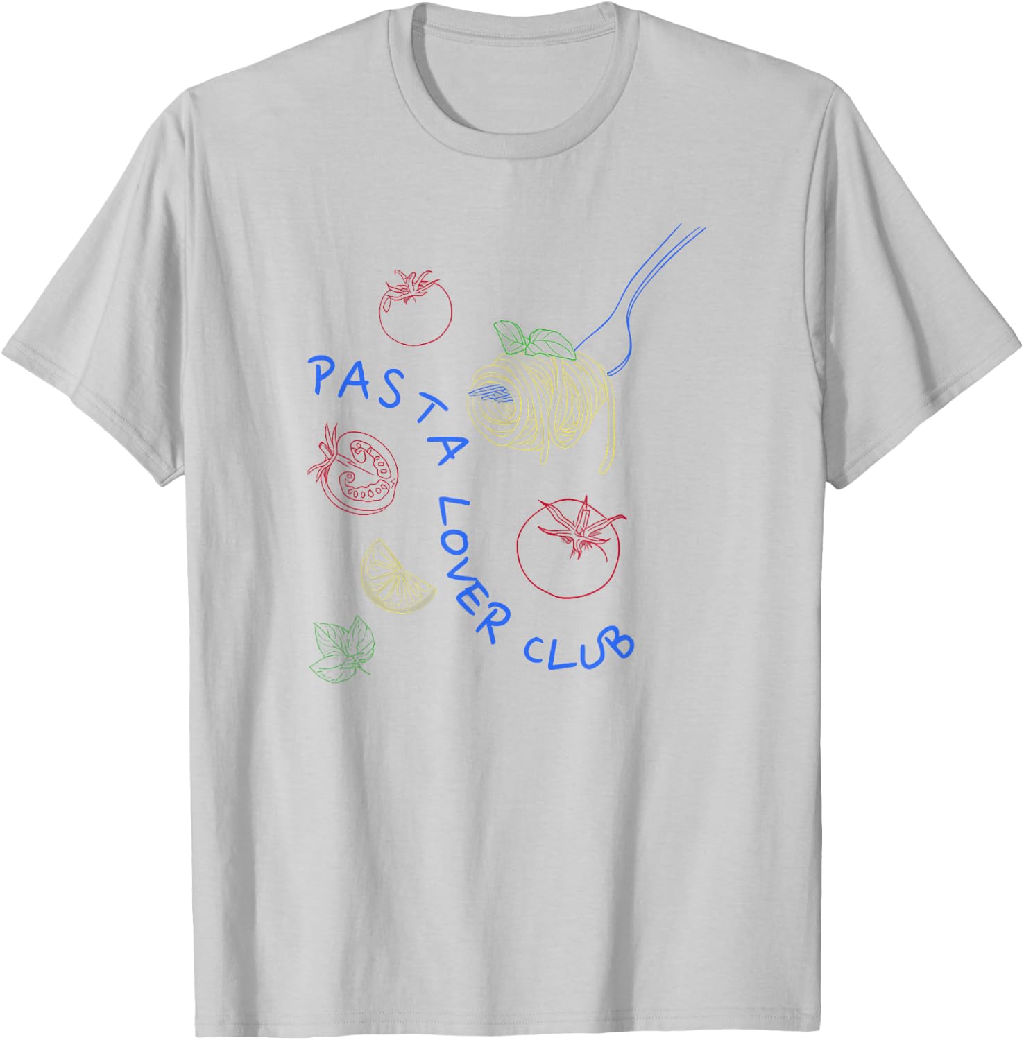 Funny Pasta Adults Pasta Lovers Club Culture Fans White Small Classic Fit Short Sleeve Letter Print T-Shirt - T-Shirt | Ash