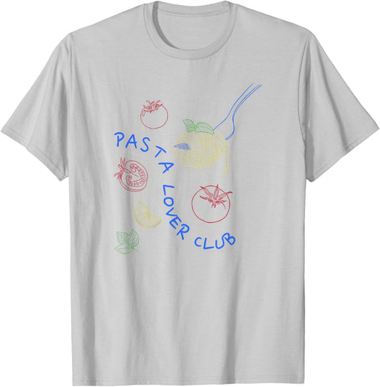 Funny Pasta Adults Pasta Lovers Club Culture Fans White Small Classic Fit Short Sleeve Letter Print T-Shirt - T-Shirt | Ash