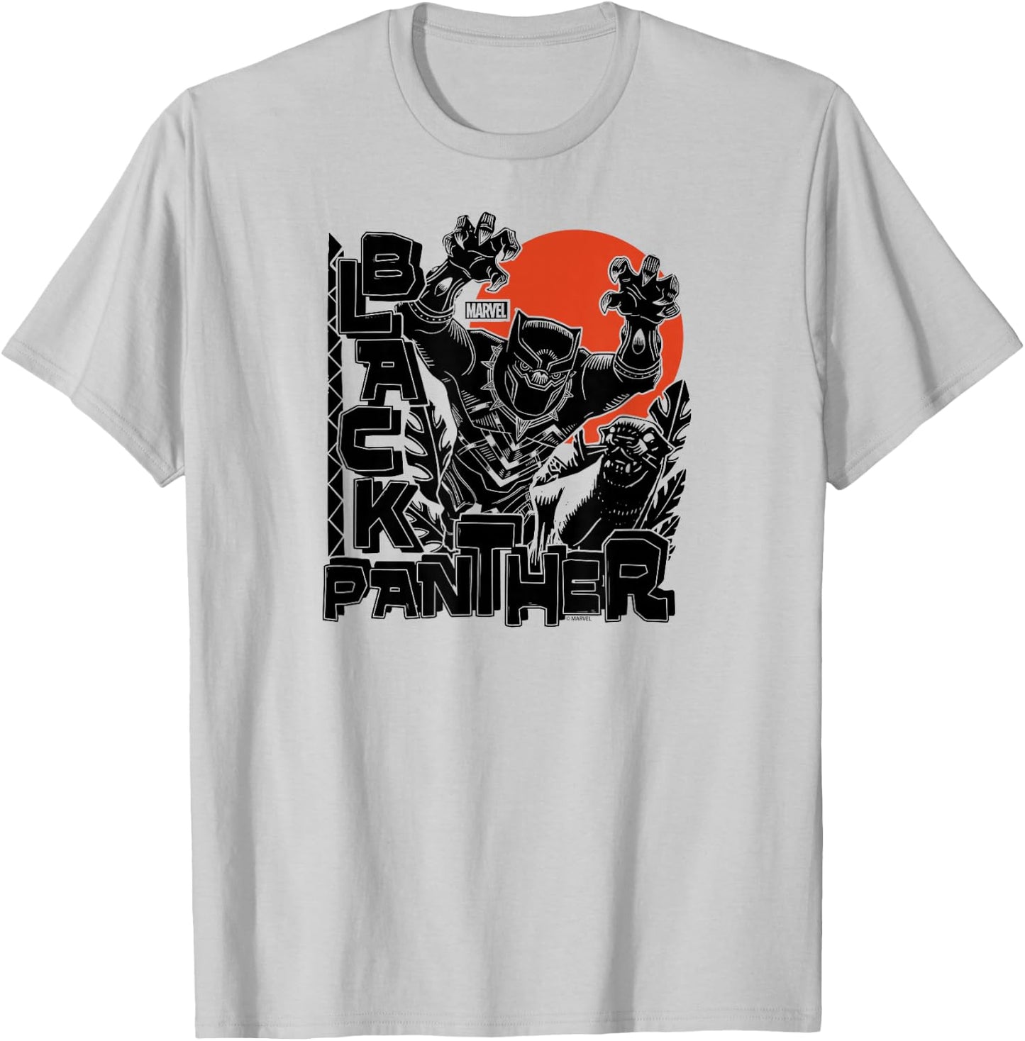 Black Panther - Linocut Inspired T-Shirt - T-Shirt | Ash