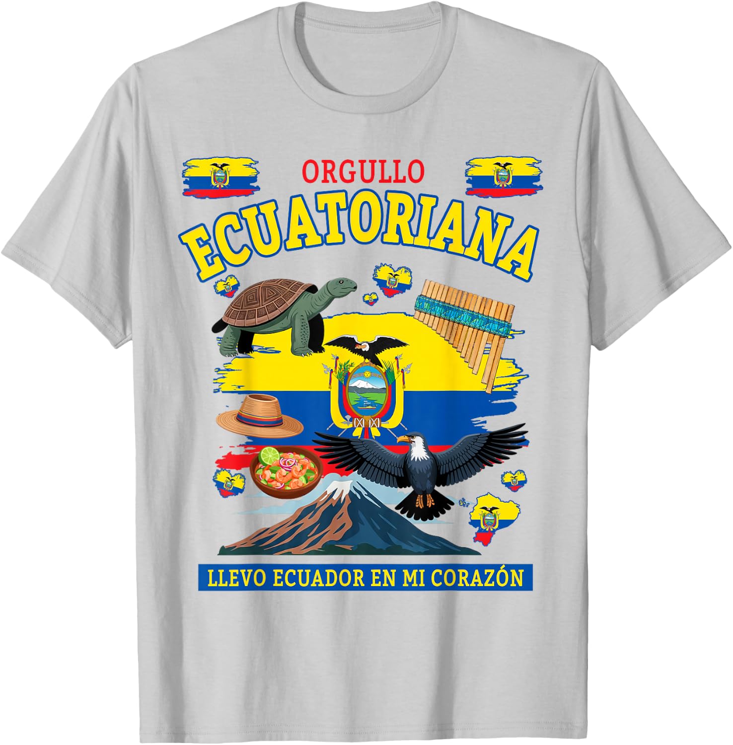 Ecuatoriana Ecuador Flag Idea Ecuadorian Cultural T-Shirt - T-Shirt | Ash