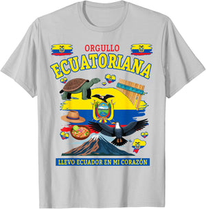 Ecuatoriana Ecuador Flag Idea Ecuadorian Cultural T-Shirt - T-Shirt | Ash