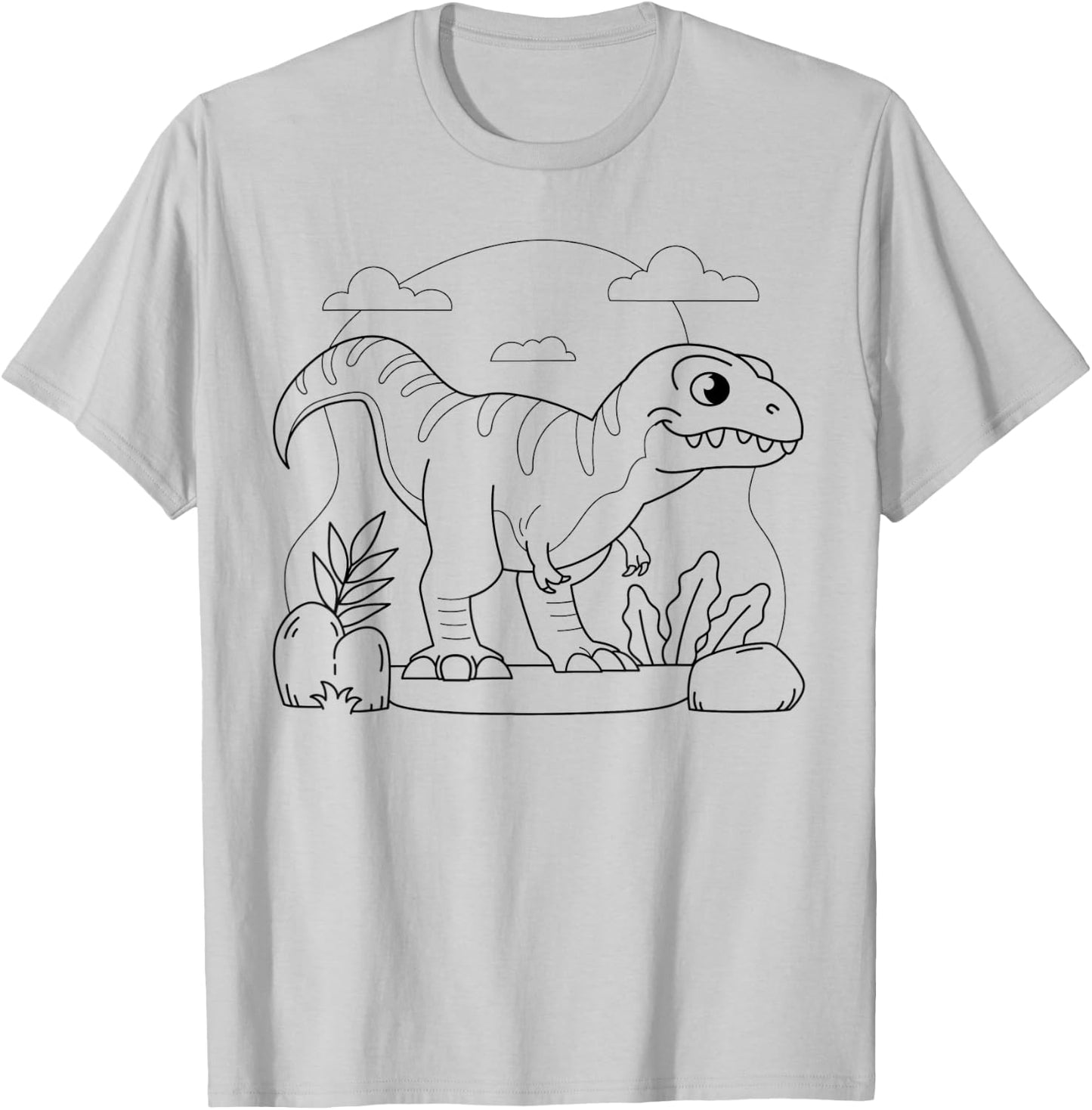 Dinosaur Dino Mandala to Paint & Colour for Children's , White T-Shirt - T-Shirt | Ash