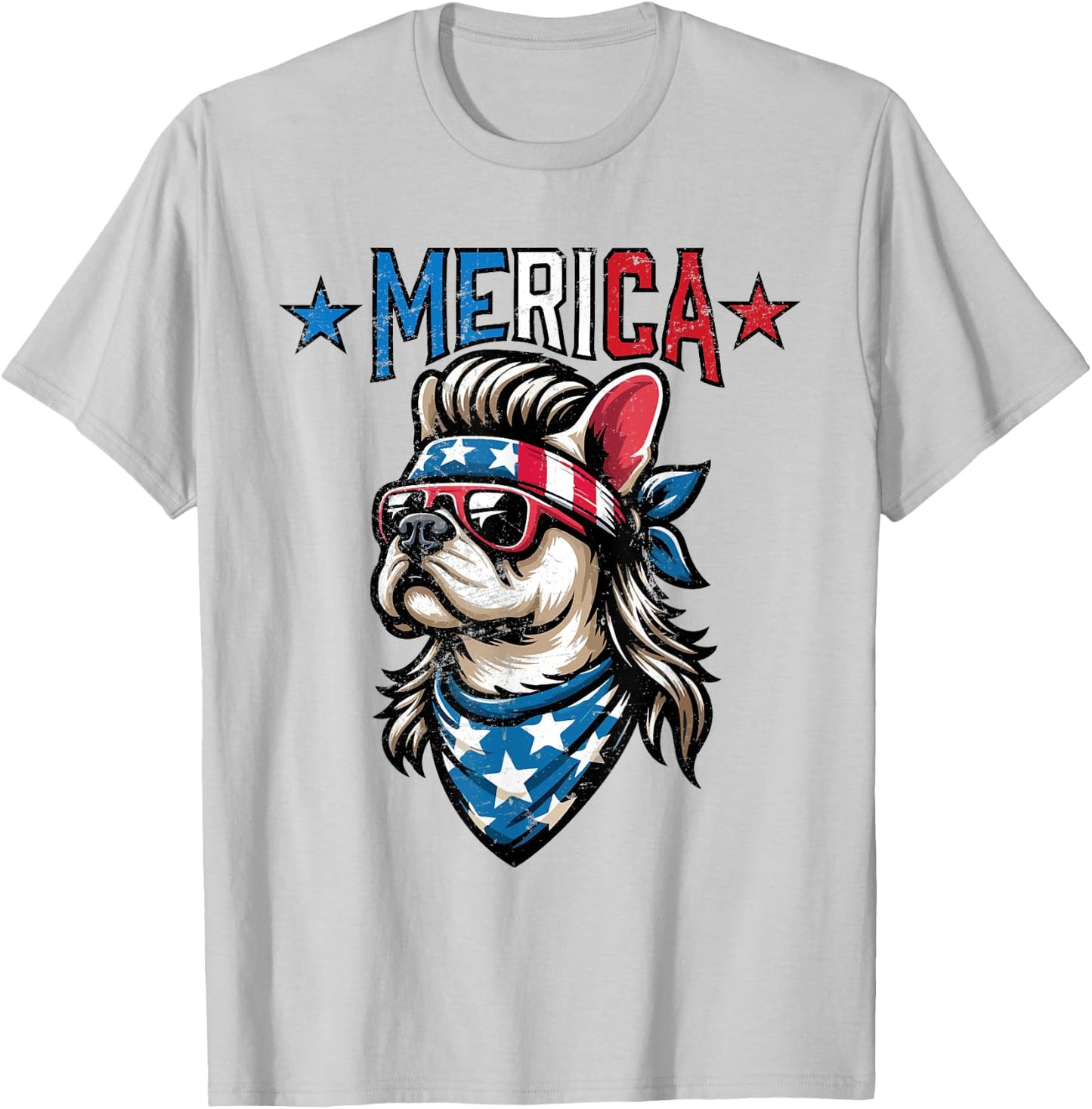Patriotic French Bulldog - Merica T-Shirt - T-Shirt | Ash