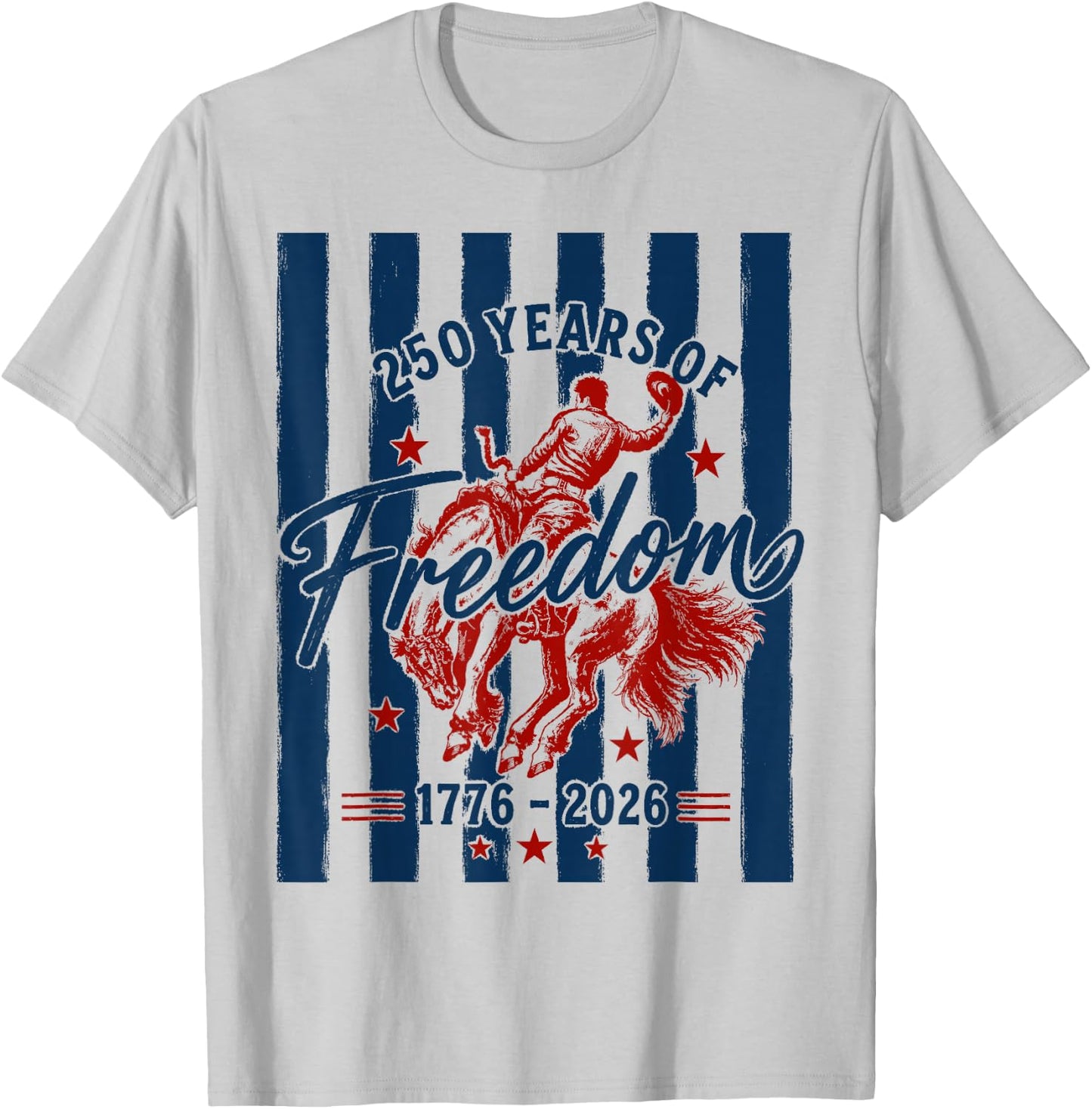 Western Cowboy USA 250th Anniversary 1776 2026 Patriotic T-Shirt - T-Shirt | Ash