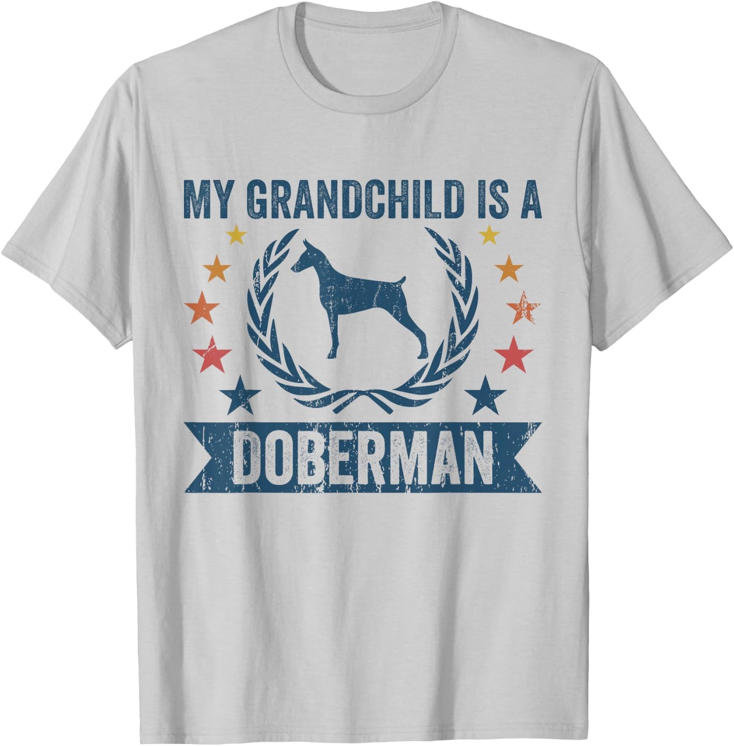 My Grandchild Is A Dog - Grandpa & Grandma Doberman T-Shirt - T-Shirt | Ash