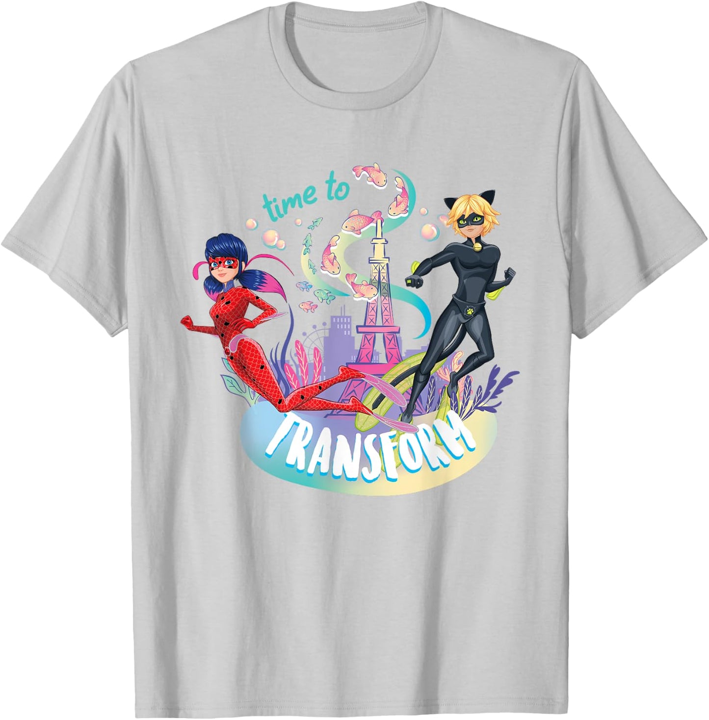 Miraculous Ladybug Cat Noir Aqua Summer Time to Transform T-Shirt - T-Shirt | Ash