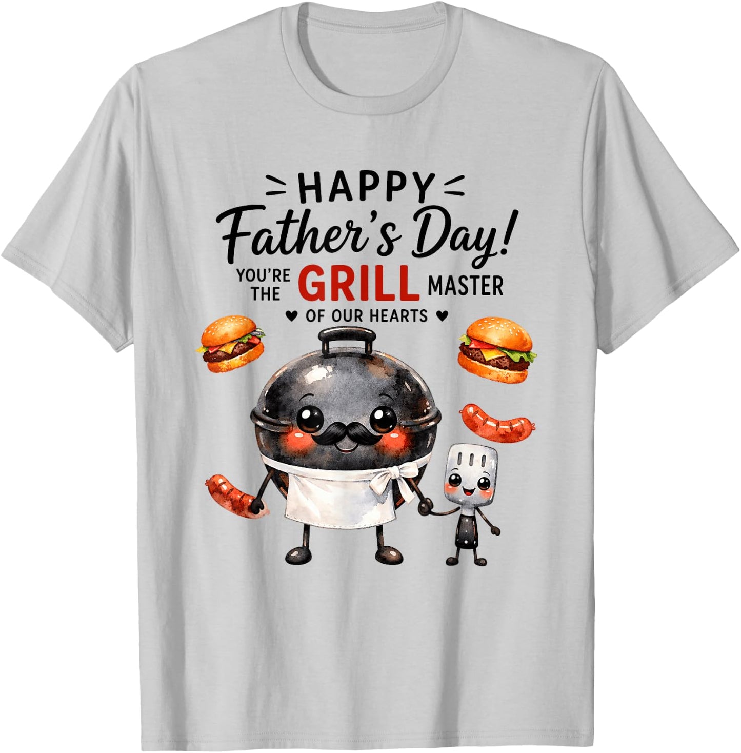 Happy Father's Day Grill Master Dad T-Shirt - T-Shirt | Ash