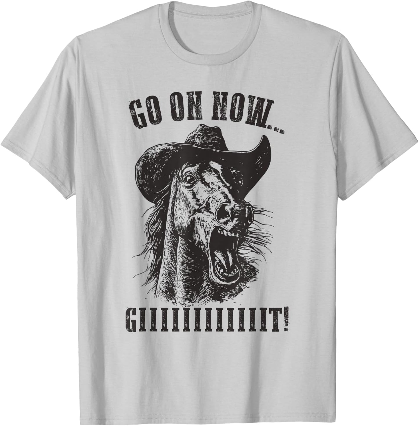 Vintage Cowboy Horse Shirt - Go On Now Git Western Horse T-Shirt - T-Shirt | Ash