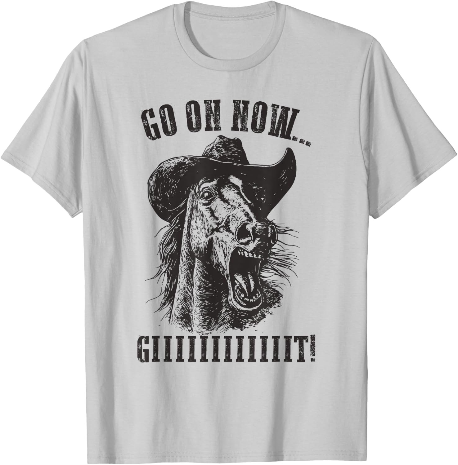 Vintage Cowboy Horse Shirt - Go On Now Git Western Horse T-Shirt - T-Shirt | Ash