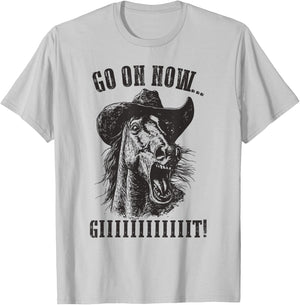 Vintage Cowboy Horse Shirt - Go On Now Git Western Horse T-Shirt - T-Shirt | Ash