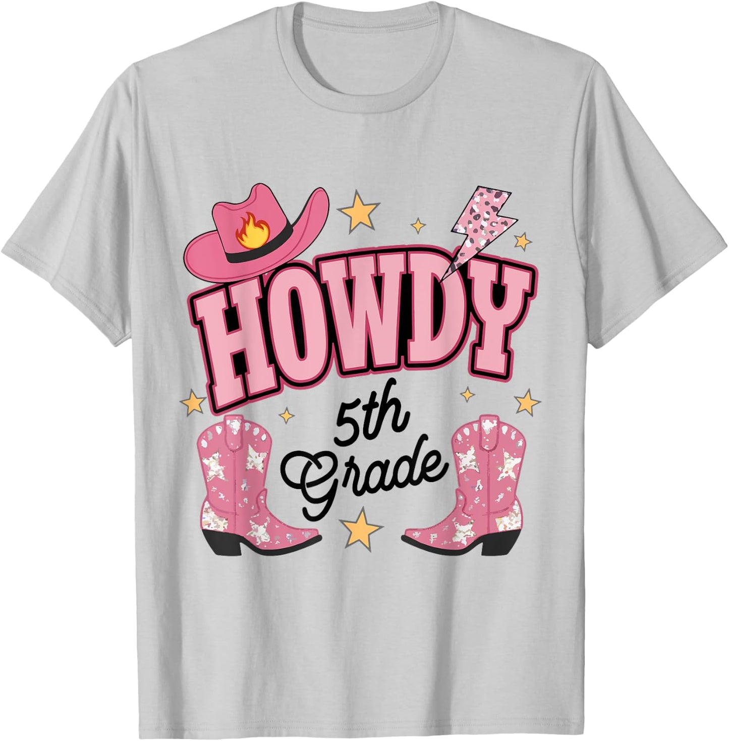 Western Howdy Fifth Grade Back To School 5th Grade Teacher Women Girls Kids T-Shirt - T-Shirt | Ash