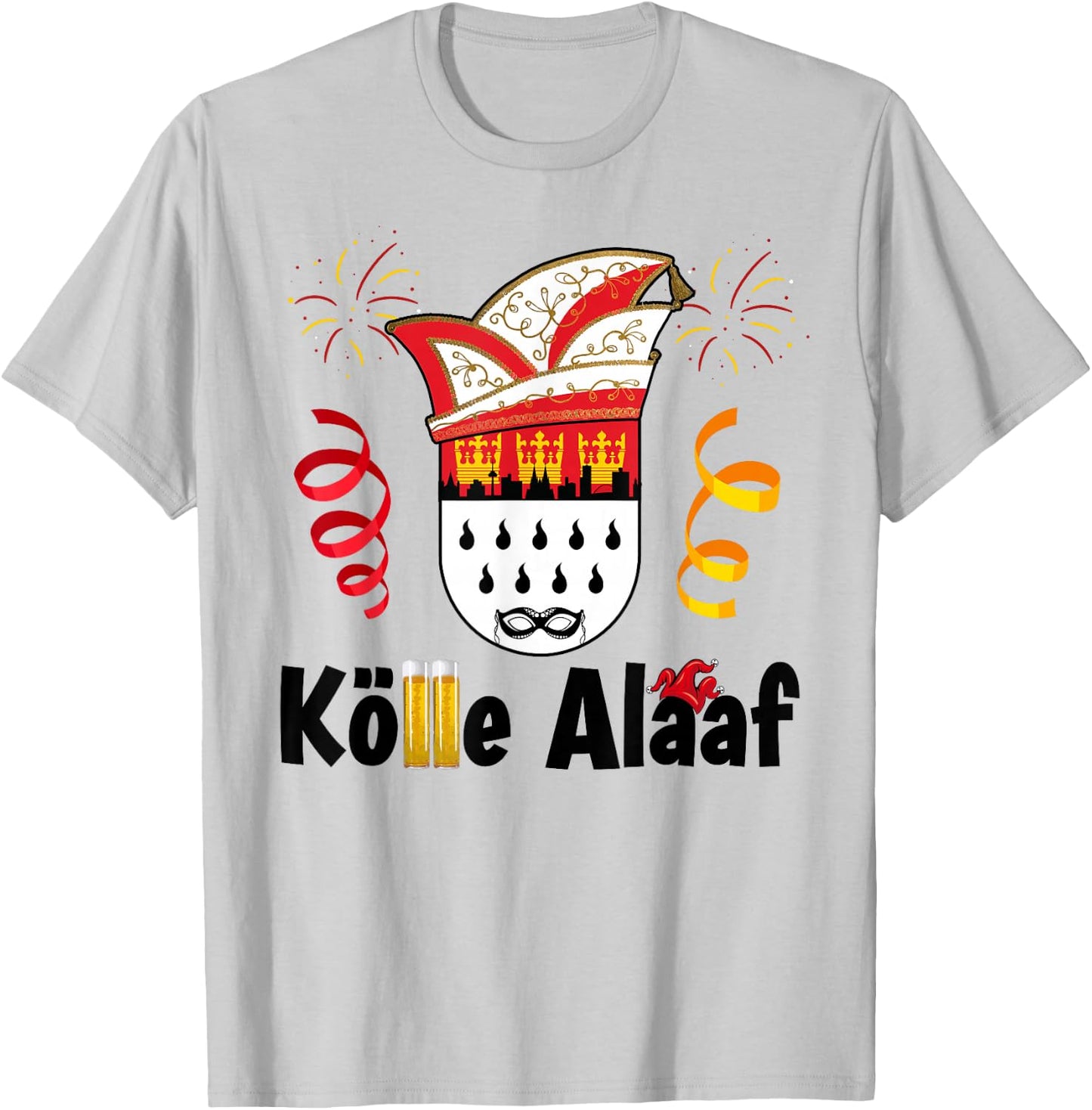 Cologne Cathedral Cologne Alaaf Confetti Carnival , White T-Shirt - T-Shirt | Ash