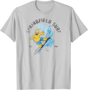 The Simpsons Homer Springfield Surf 1989 Distressed C2 T-Shirt - T-Shirt | Ash