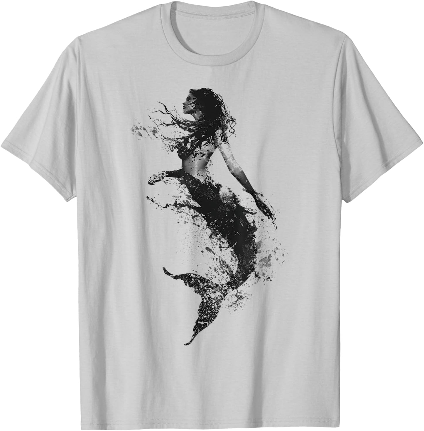 Mermaid Drawing Animal Art Mermaid T-Shirt - T-Shirt | Ash